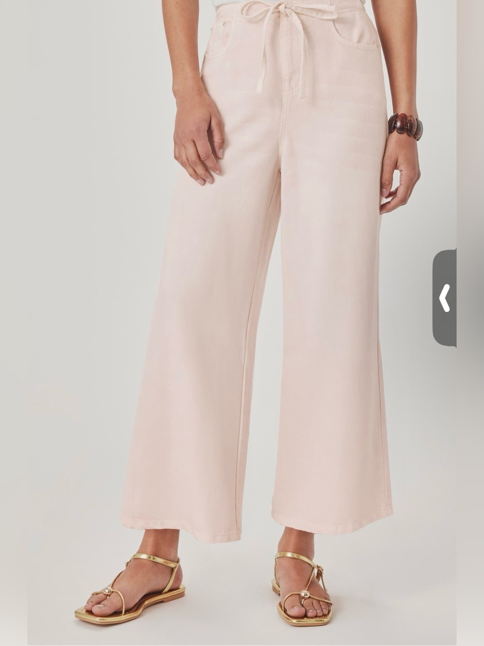 Splendid Wide Leg Drawstring Pants in Pale Pink